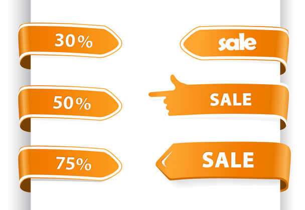Set of orange sale labels. - Vektor, obrázek
