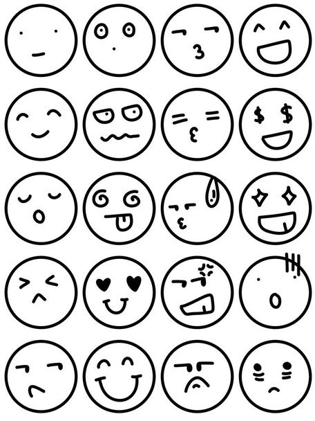 smile faces icons set. cartoon illustration of happy face expression icon for web - 写真・画像