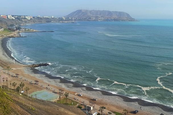 Beautiful Pacific Ocean coast in Miraflores city area in Lima, Peru.  - Photo, Image