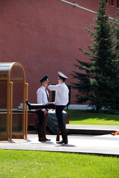 MOSCOW - JULY 18: Change of the guard at the Eternal Flame post - Photo, Image