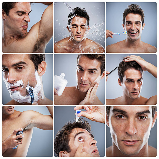 Modern day metrosexual. Composite image of a handsome man grooming - Foto, imagen