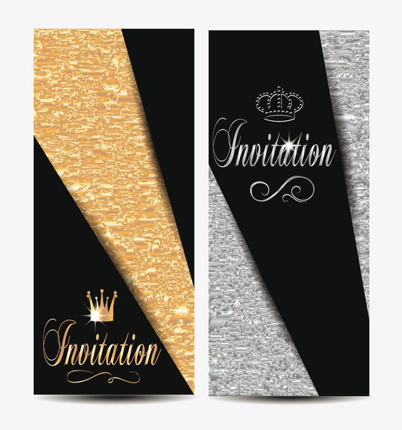 Set of VIP elegant cards with  goldfoil textured background - Vector, Image