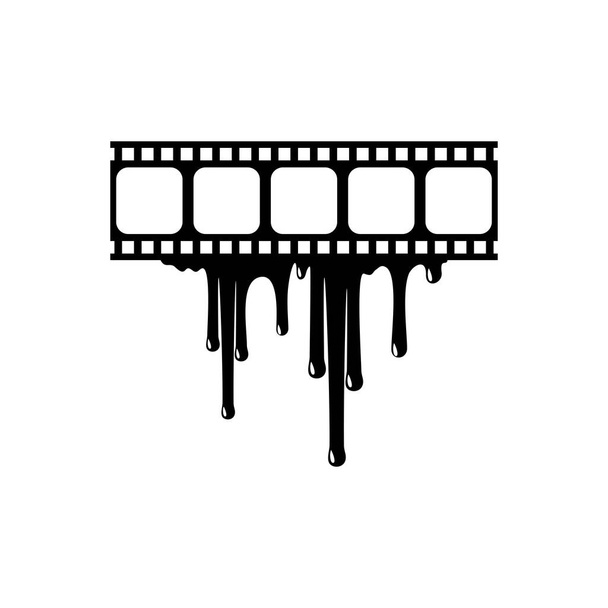 Silueta krvavého filmového pásu Přihlásit se na ikonu filmu Symbol s žánrem hororu, Thriller, Gore, Sadistic, Splatter, Slasher, Mystery, Scary nebo Halloween Plakát Film Movie. Vektorová ilustrace - Vektor, obrázek