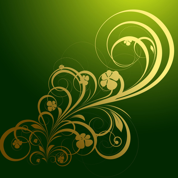 Decorative Golden Floral Vector Background - Вектор,изображение