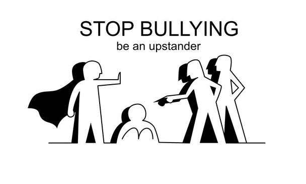 outline and silhouette style of people stop bullying. Upstander and standing up to bully concept. - Vektori, kuva