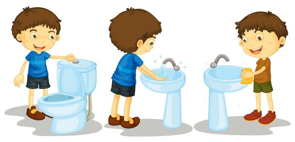 Αγόρι και τουαλέτα - Διάνυσμα, εικόνα