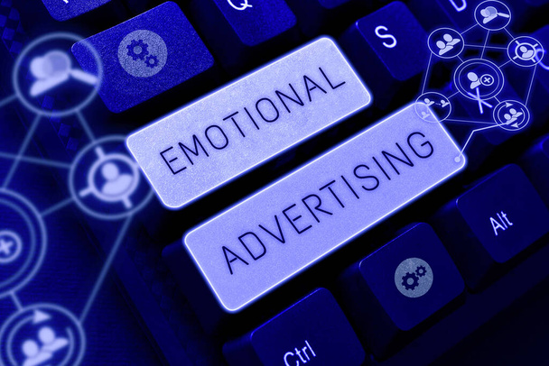 Writing displaying text Emotional Advertising, Business concept person subjecting or exposing another person to behavior - Zdjęcie, obraz