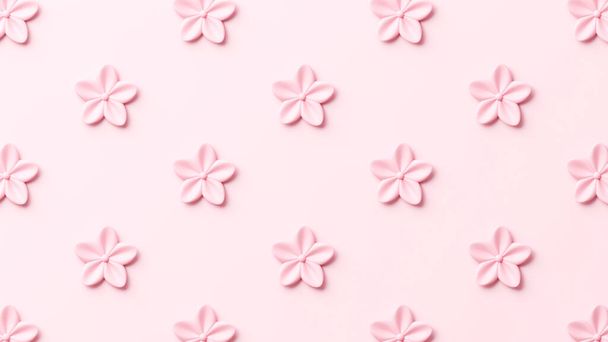 3D розовые цветы повторяются на розовом фоне. Праздничный фон для Дня матери или женского дня. Плоский лежал - Фото, изображение