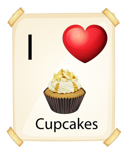 Egy plakát, amely bemutatja a szerelem egy cupcake - Vektor, kép