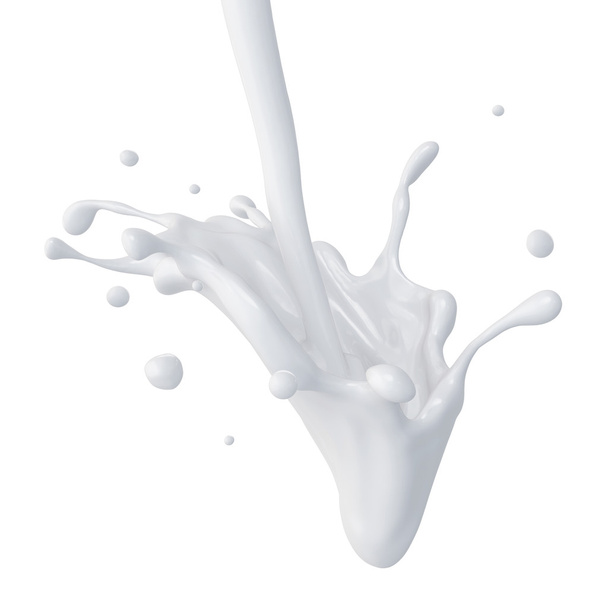 3d abstract liquid milk splash, paint or glue splashing isolated - Zdjęcie, obraz
