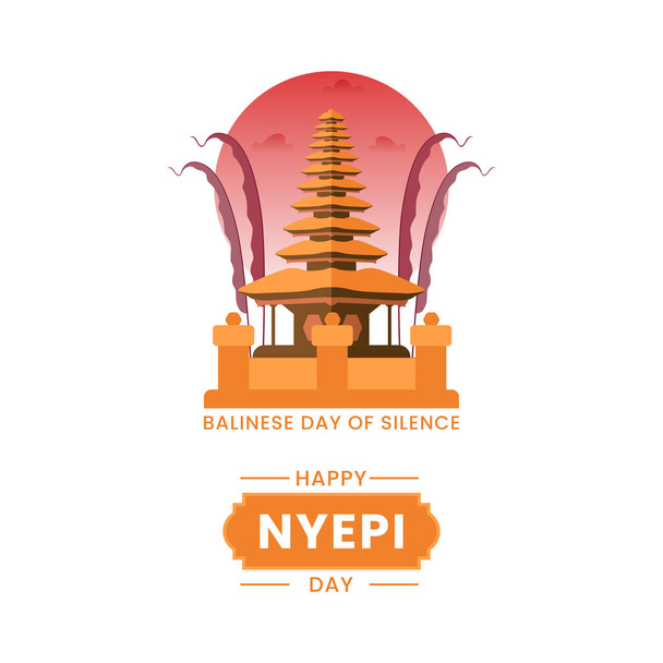 Illustration of traditional Hindu temple isolated on white background. Nyepi Day. Vector Illustration - Vektor, obrázek