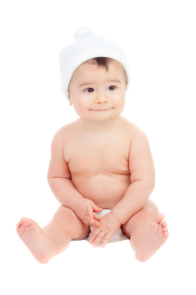 Cute baby in diaper with cap - Photo, Image