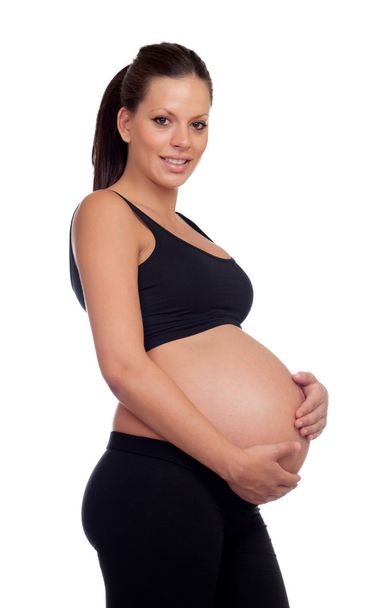 Brunette pregnant woman in black - Φωτογραφία, εικόνα