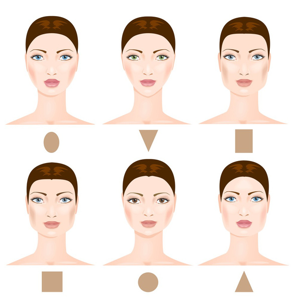 Different women's face shapes. - Vector, Image