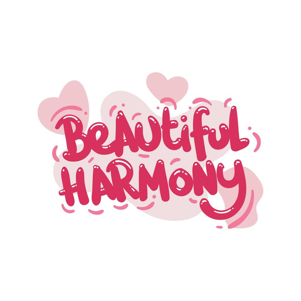 beautiful harmony love people quote typography flat design illustration - Vector, imagen