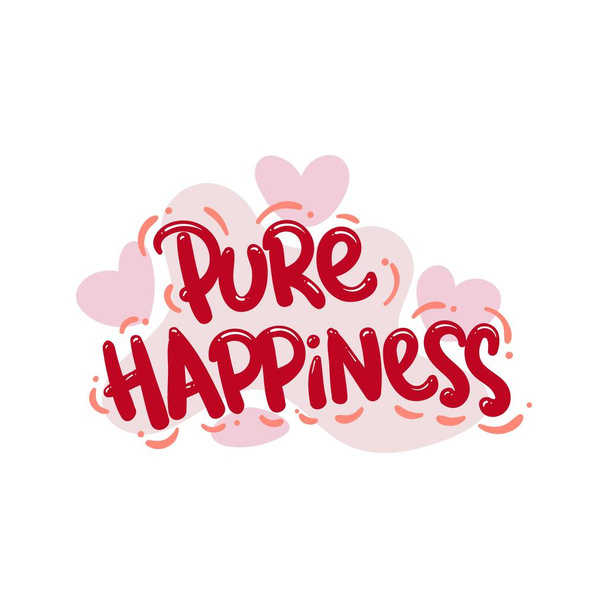pure happiness love people quote typography flat design illustration - Vektor, obrázek