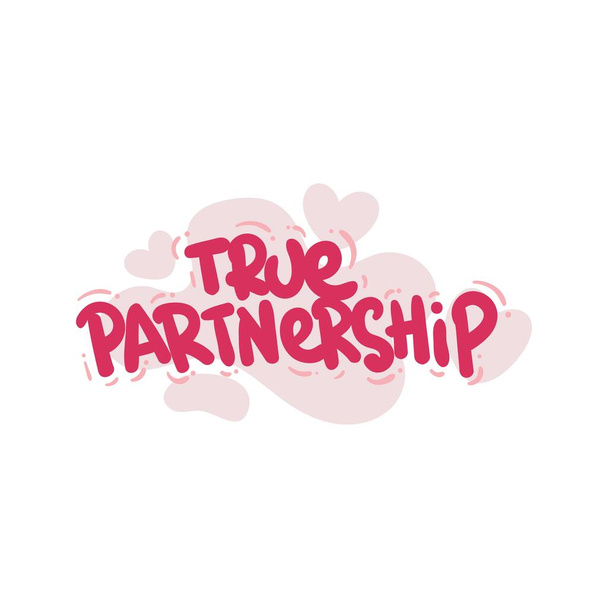 true partnership love people quote typography flat design illustration - Vettoriali, immagini