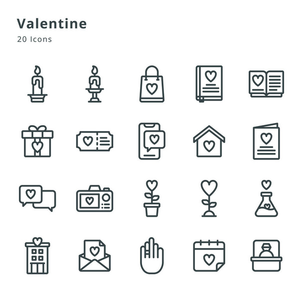 20 icons on valentine and related topic - Vector, Image