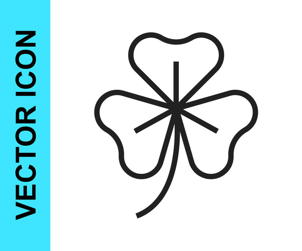 Linea nera Trifoglio icona foglia isolata su sfondo bianco. Buon San Patrizio. Festa nazionale irlandese. Vettore - Vettoriali, immagini