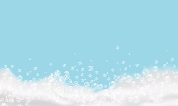 Shampoo bubbles texture.Bath foam background.Sparkling shampoo and bath lather vector illustration. - Διάνυσμα, εικόνα