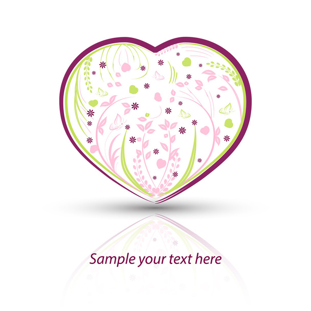 Heart with natural pattern on a white background - Vector, Imagen