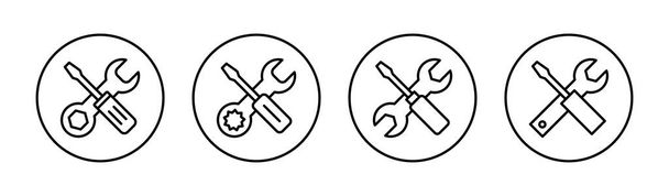 Herramientas de reparación iconos conjunto. signo de herramienta y símbolo. icono de ajuste. Llave y destornillador. Servicio técnico - Vector, imagen