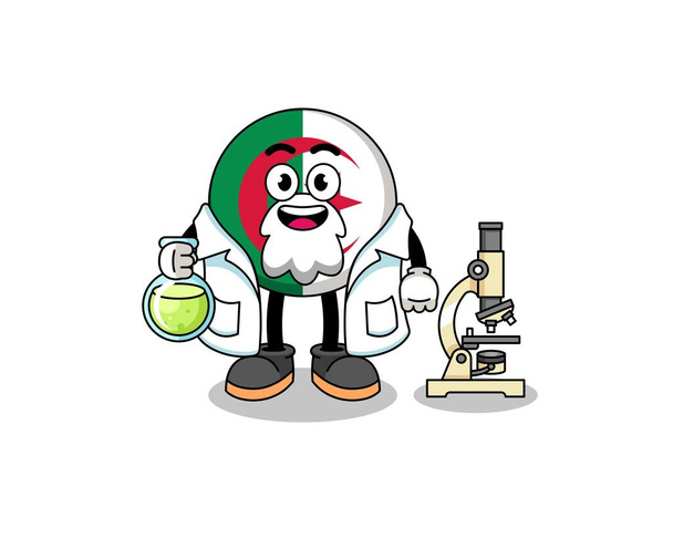 Mascot of algeria flag as a scientist , character design - Vetor, Imagem
