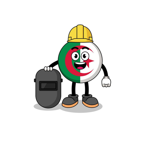 Mascot of algeria flag as a welder , character design - Vecteur, image