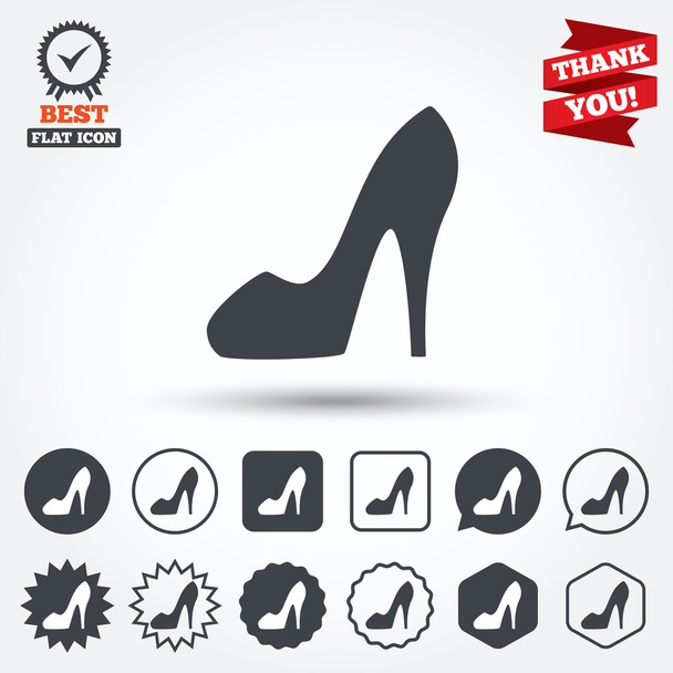 Women's shoe sign icons - Vector, Image