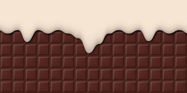 A krém elolvadt a csokiszelet hátterében. Vektor illusztráció. 10. rész. - Vektor, kép