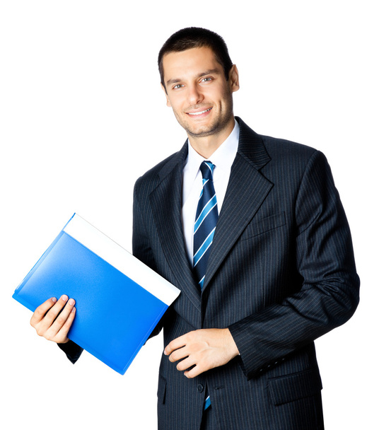 Businessman with folder, isolated on white background - Fotoğraf, Görsel