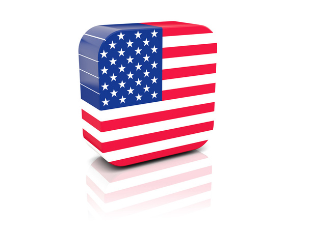 Square icon with flag of united states of america - Fotoğraf, Görsel