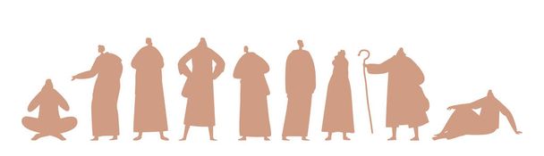 Jesus Christ Apostles Silhouettes Characters Set. Early Christianity Follower Group. Son of God Believers Listening to Lecture. Biblical Story Personages Collection. Cartoon People Vector Illustration - Вектор, зображення