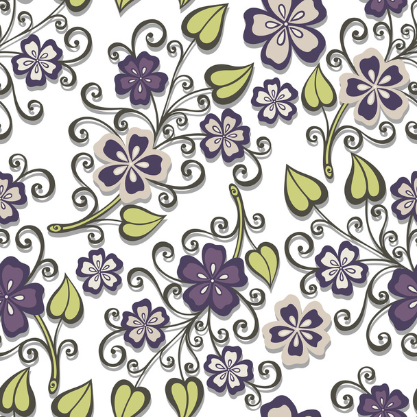 Seamless Ornate Floral Pattern - Vector, Imagen