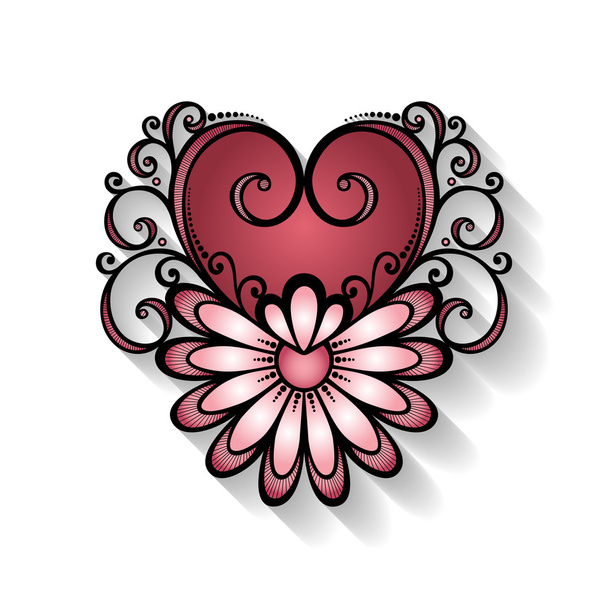 Deco Floral Heart - Vektor, kép