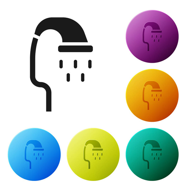 Black Pet shower icon isolated on white background. Set icons in color circle buttons. Vector. - ベクター画像