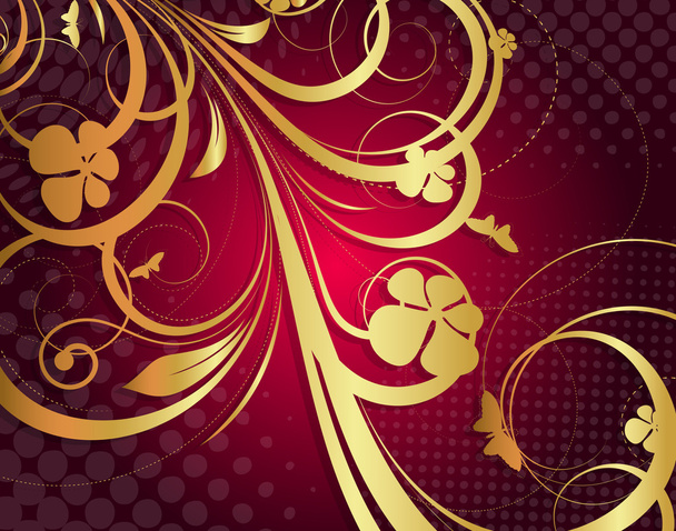 Golden Flora Design Art - Vector, Image