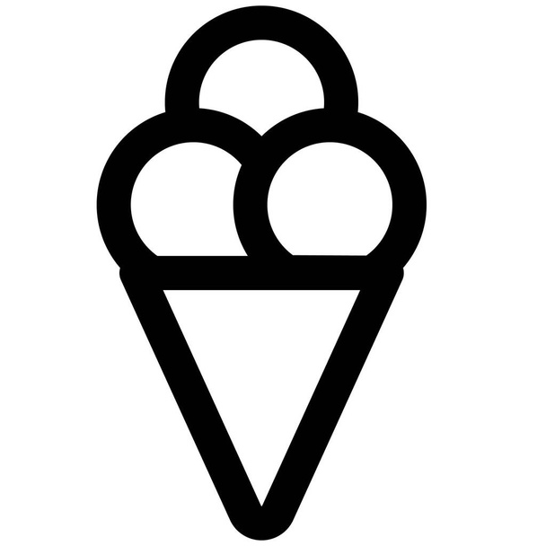 Trio of ice cream scoops topped in cone. - Wektor, obraz