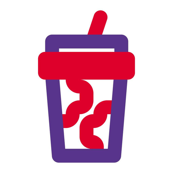 Disposable milk cup served with a straw. - Vector, Image