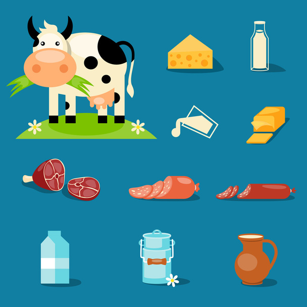 Молочные продукты - Вектор,изображение