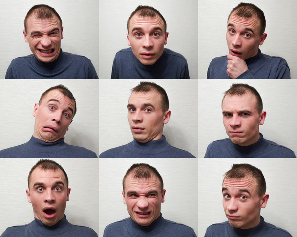 Hombre expresando diferentes emociones
 - Foto, Imagen