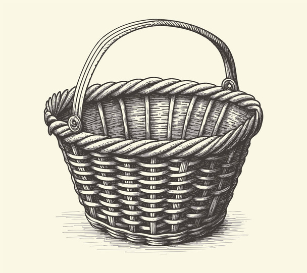 hand drawn empty basket vector illustration - Vector, Imagen