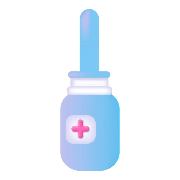 Pharmacy drug dropper icon 3d realistic cartoon vector. Medicine bottle. Pill prescription - Wektor, obraz