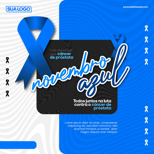 design de banner sobre prevenção de câncer de próstata com fita azul - Vetor, Imagem