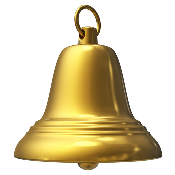 Golden Christmas bell isolated on white - Foto, Bild
