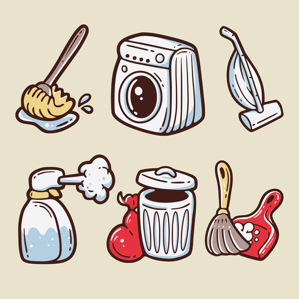 Handrawn Doodle Icon With Cleaning Theme - Vector, Image