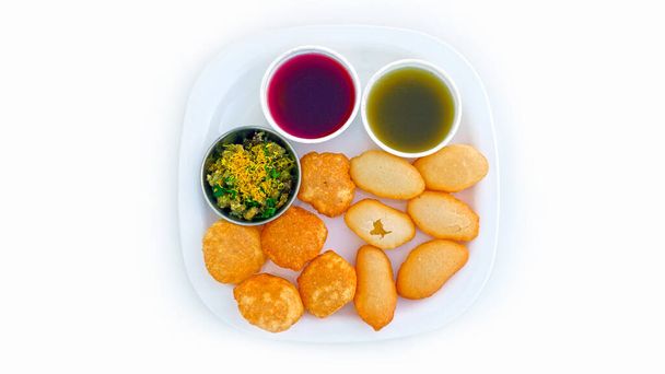 The traditional Indian Food Name Pani Puri or Golgappa, Golgappe or panipuri - Fotoğraf, Görsel