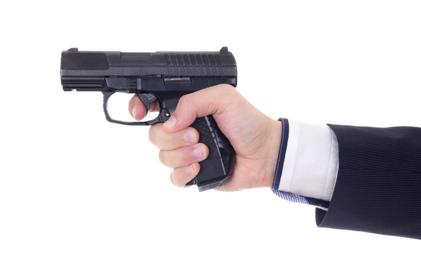 Male hand with gun isolated on white - Valokuva, kuva