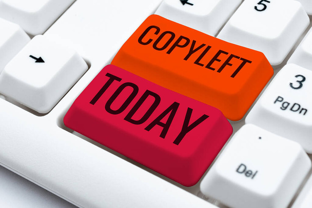 Szöveg felirat bemutató Copyleft, Word Írta a jogot, hogy szabadon használhatja, módosíthatja, másolhatja és megoszthatja szoftver, műalkotások - Fotó, kép