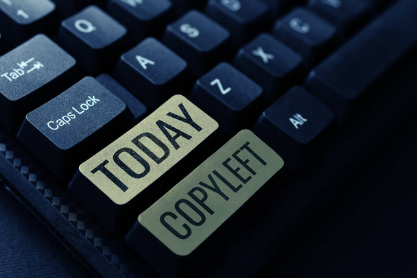 Szöveges jel, amely mutatja a Copyleft, Concept azt jelenti, a jogot, hogy szabadon használható, módosítható, másolható és megosztható szoftver, műalkotások - Fotó, kép